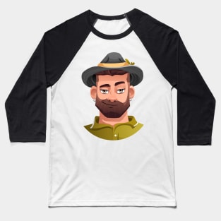 A brutal bearded man with a small smile Baseball T-Shirt